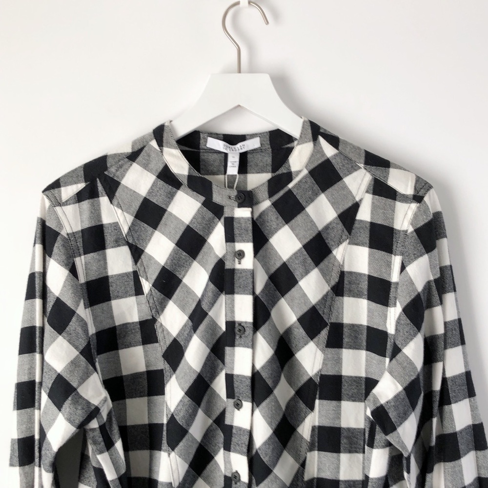 nwt  10 crosby derek lam tie waist flannel dress - Picture 6 of 10